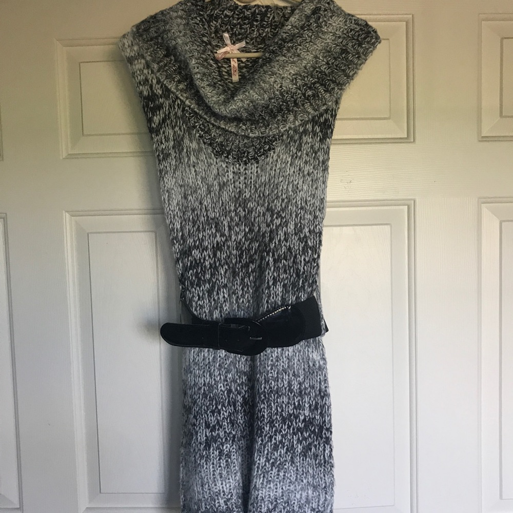 Belted Over The Shoulder Sweater Dress